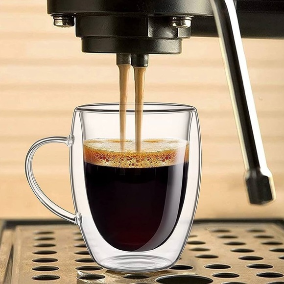 Double walled glass coffee mugs with bamboo lid - Picture 10 of 11